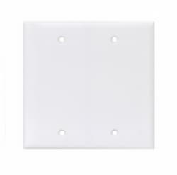 2-Gang Blank Wall Plate, Mid-Size, Polycarbonate, White