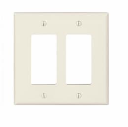2-Gang Decora Wall Plate, Mid-Size, Polycarbonate, Light Almond