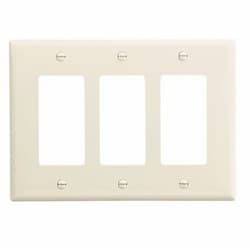 3-Gang Decora Wall Plate, Mid-Size, Polycarbonate, Light Almond