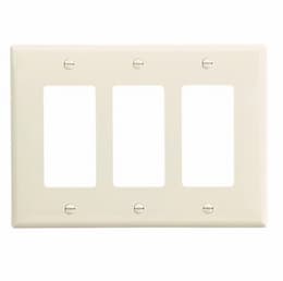 3-Gang Decora Wall Plate, Mid-Size, Polycarbonate, Light Almond