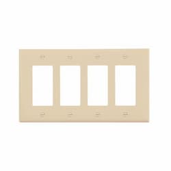 4-Gang Decorator Wall Plate, Mid-Size, Polycarbonate, Almond