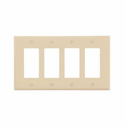 4-Gang Decorator Wall Plate, Mid-Size, Polycarbonate, Almond