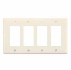 4-Gang Decora Wall Plate, Mid-Size, Polycarbonate, Light Almond