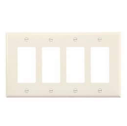 4-Gang Decora Wall Plate, Mid-Size, Polycarbonate, Light Almond