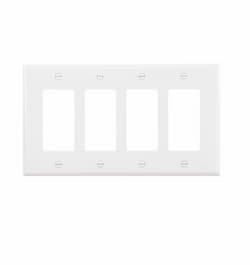 Eaton Wiring Mid-Size 4-Gang Duplex Decorator Polycarbonate Wallplate, White