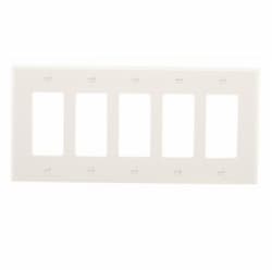 5-Gang Decora Wall Plate, Mid-Size, Polycarbonate, Light Almond