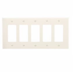 5-Gang Decora Wall Plate, Mid-Size, Polycarbonate, Ivory