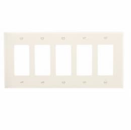 5-Gang Decora Wall Plate, Mid-Size, Polycarbonate, Ivory