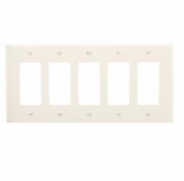 Eaton Wiring 5-Gang Decora Wall Plate, Mid-Size, Polycarbonate, White