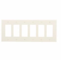 6-Gang Decora Wall Plate, Mid-Size, Polycarbonate, Almond
