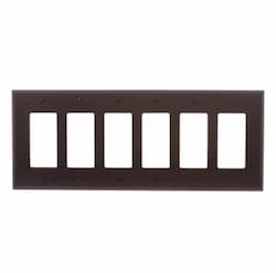 6-Gang Decora Wall Plate, Mid-Size, Polycarbonate, Brown