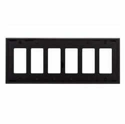 6-Gang Decora Wall Plate, Mid-Size, Polycarbonate, Black