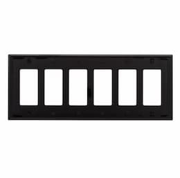 6-Gang Decora Wall Plate, Mid-Size, Polycarbonate, Black