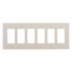 Eaton Wiring 6-Gang Decora Wall Plate, Mid-Size, Polycarbonate, Light Almond