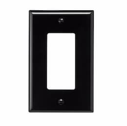 1-Gang Decora Wall Plate, Mid-Size, Polycarbonate, Black