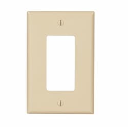 Eaton Wiring 1-Gang Decora Wall Plate, Mid-Size, Polycarbonate, Ivory