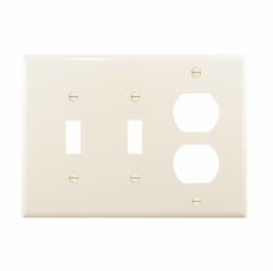 3-Gang Combination Wall Plate, Mid-Size, 2 Toggles & Duplex, Light Almond