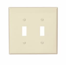 2-Gang Toggle Wall Plate, Mid-Size, Polycarbonate, Almond