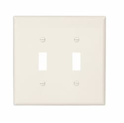 2-Gang Toggle Wall Plate, Mid-Size, Polycarbonate, Light Almond