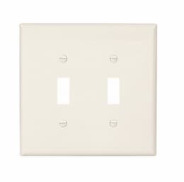 2-Gang Toggle Wall Plate, Mid-Size, Polycarbonate, Light Almond