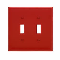 2-Gang Toggle Wall Plate, Mid-Size, Polycarbonate, Red