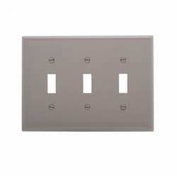 Eaton Wiring 3-Gang Toggle Wall Plate, Mid-Size, Polycarbonate, Gray