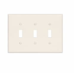 3-Gang Toggle Wall Plate, Mid-Size, Polycarbonate, Light Almond
