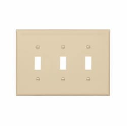 Eaton Wiring 3-Gang Toggle Wall Plate, Mid-Size, Polycarbonate, Ivory