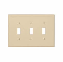 Eaton Wiring 3-Gang Toggle Wall Plate, Mid-Size, Polycarbonate, Ivory