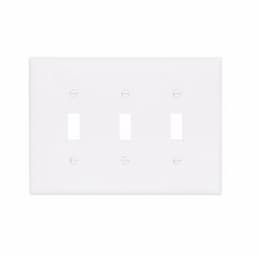 Eaton Wiring 3-Gang Toggle Wall Plate, Mid-Size, Polycarbonate, White