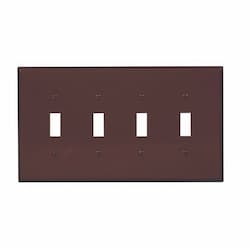 4-Gang Toggle Wall Plate, Mid-Size, Polycarbonate, Brown