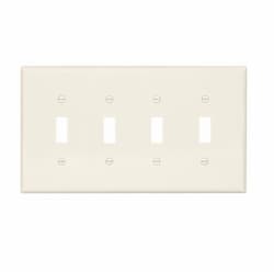 4-Gang Toggle Wall Plate, Mid-Size, Polycarbonate, Light Almond