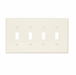 4-Gang Toggle Wall Plate, Mid-Size, Polycarbonate, Light Almond