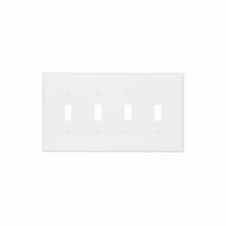 Mid-Size 4-Gang Toggle Switch Polycarbonate Wallplate, White