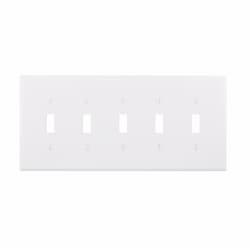 Eaton Wiring 5-Gang Toggle Wall Plate, Mid-Size, Polycarbonate, White
