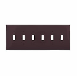 6-Gang Toggle Wall Plate, Mid-Size, Polycarbonate, Brown