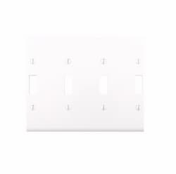 6-Gang Toggle Wall Plate, Mid-Size, Polycarbonate, White