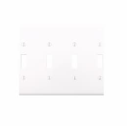 6-Gang Toggle Wall Plate, Mid-Size, Polycarbonate, White