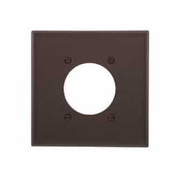 2-Gang Power Outlet Wall Plate, Mid-Size, 2.15" Hole, Brown