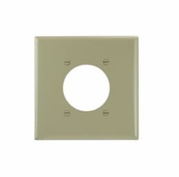 2-Gang Power Outlet Wall Plate, Mid-Size, 2.15" Hole, Ivory