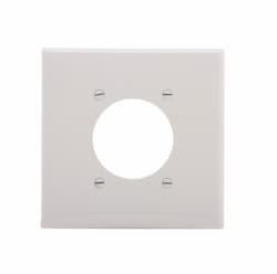 2-Gang Power Outlet Wall Plate, Mid-Size, 2.15" Hole, White