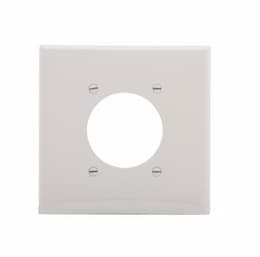 2-Gang Power Outlet Wall Plate, Mid-Size, 2.15" Hole, White