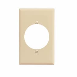 1-Gang Power Outlet Wall Plate, Mid-Size, 2.15" Hole, Ivory