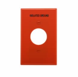 1-Gang Power Outlet Wall Plate, Mid-Size, 1.40" Hole, Isolated Ground