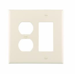 2-Gang Combination Wall Plate, Mid-Size, Duplex & Decora, Light Almond