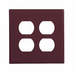 2-Gang Duplex Wall Plate, Mid-Size, Polycarbonate, Brown