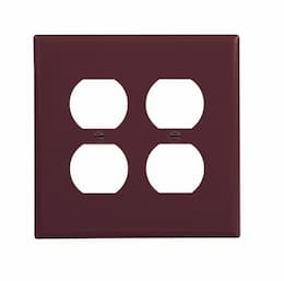 2-Gang Duplex Wall Plate, Mid-Size, Polycarbonate, Brown