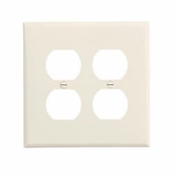 2-Gang Duplex Wall Plate, Mid-Size, Polycarbonate, Light Almond