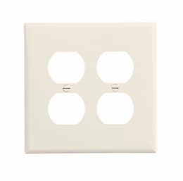 2-Gang Duplex Wall Plate, Mid-Size, Polycarbonate, Light Almond