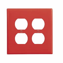 2-Gang Duplex Wall Plate, Mid-Size, Polycarbonate, Red